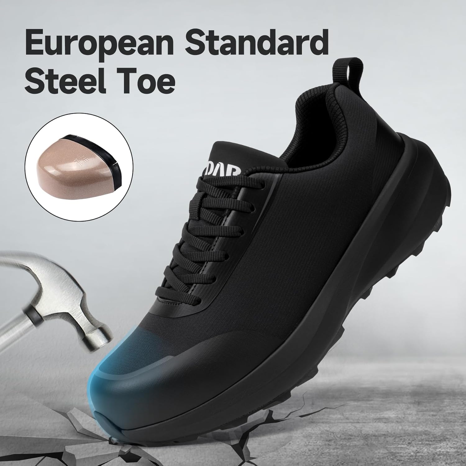 Steel Toe Shoes for Men Non Slip Work Shoes Lightweight Safety Shoes Work Utility Shoes Comfortable Tennis Shoes Construction Shoes Sneakers Arch Support Insoles