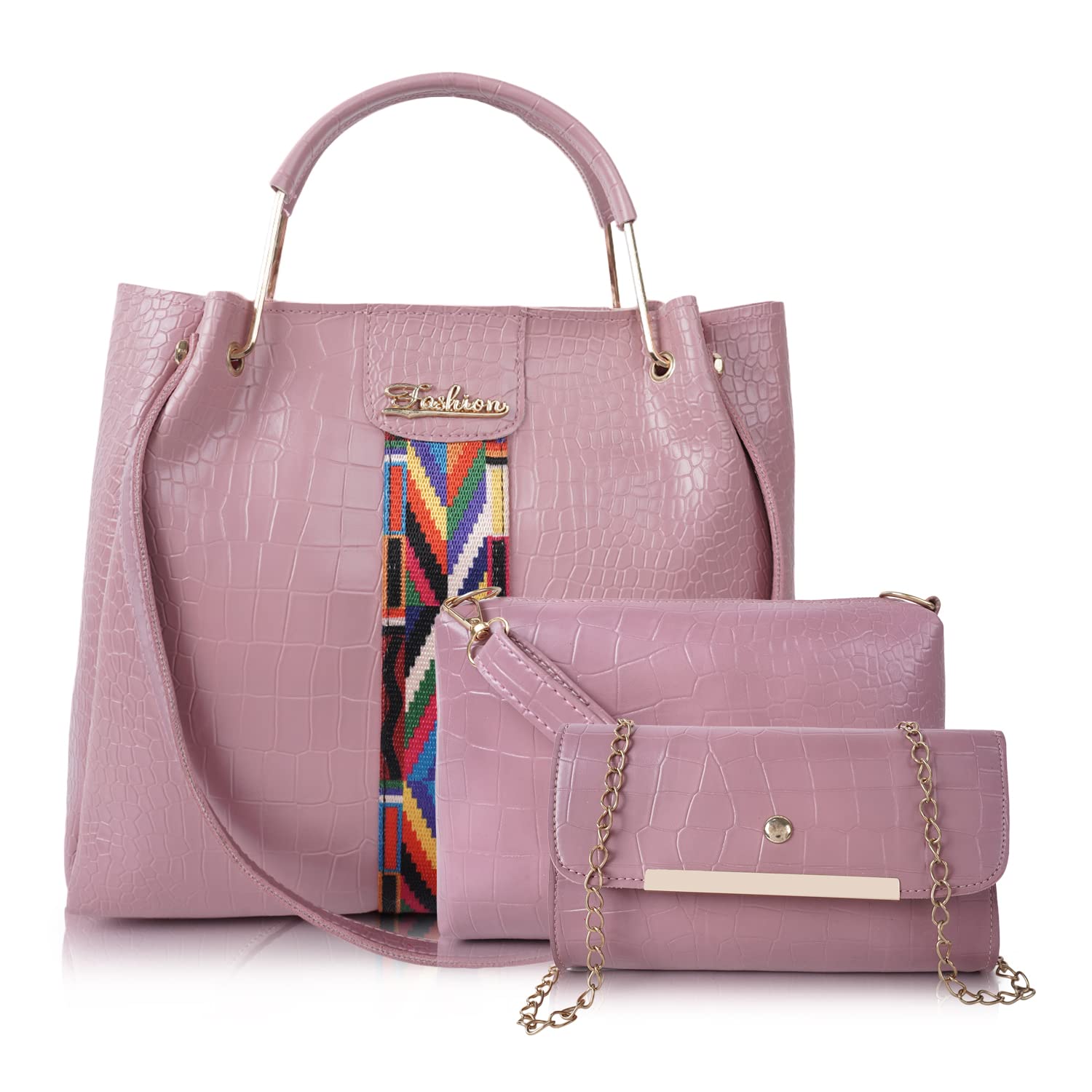 Envias Leatherette Handbags For Womens Ladies Combo Of 3 (D-55-Pink) (B0C2ZJBPJJ) Amazon Price History, Amazon Price Tracker