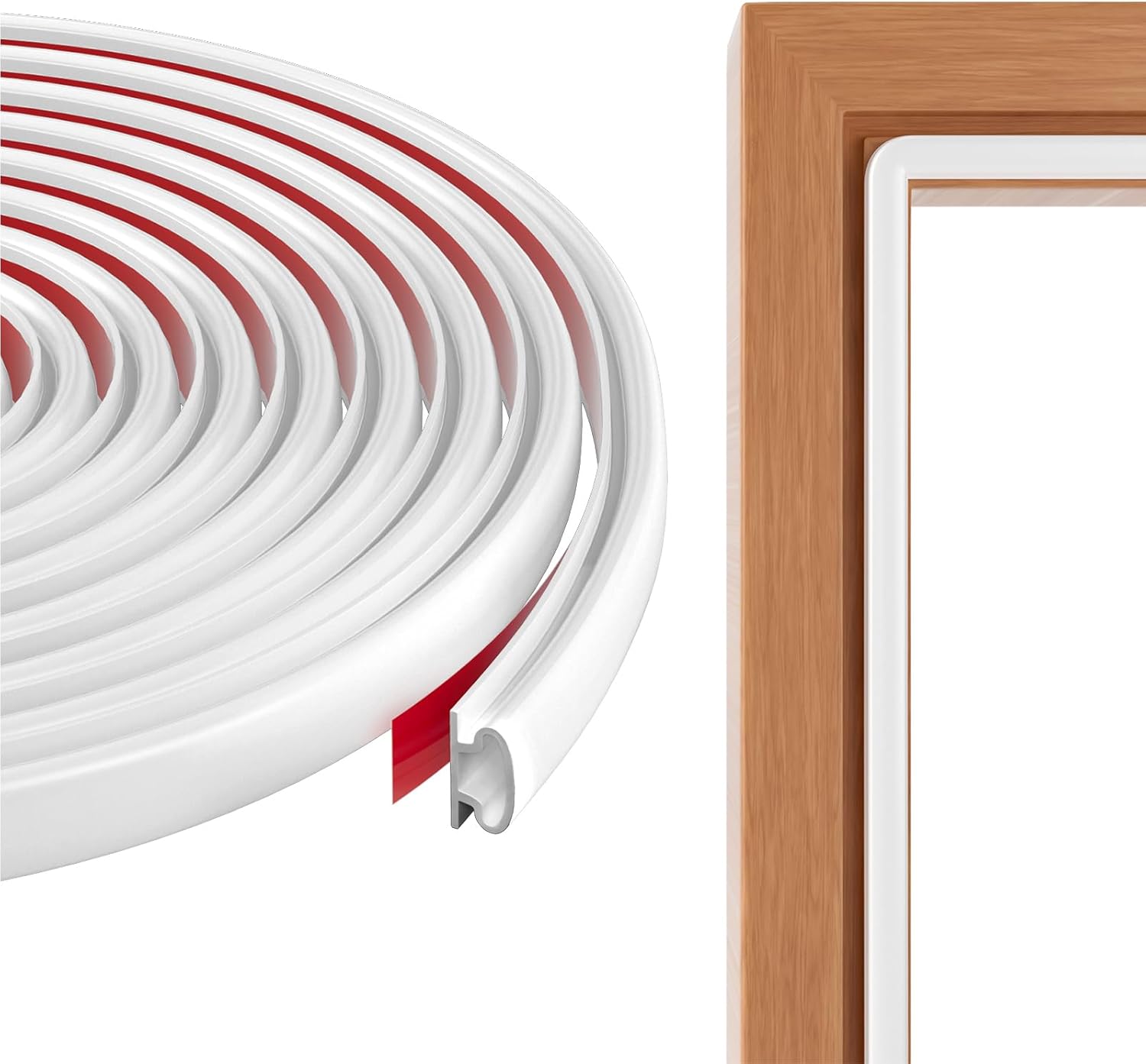 Rubber Weather Stripping Door Seal Strip, Self-Adhesive Door Weather Stripping Strip, Soundproof D Shape Waterproof Weatherstripping for Door Frame Windows Insulation (23ft,White)