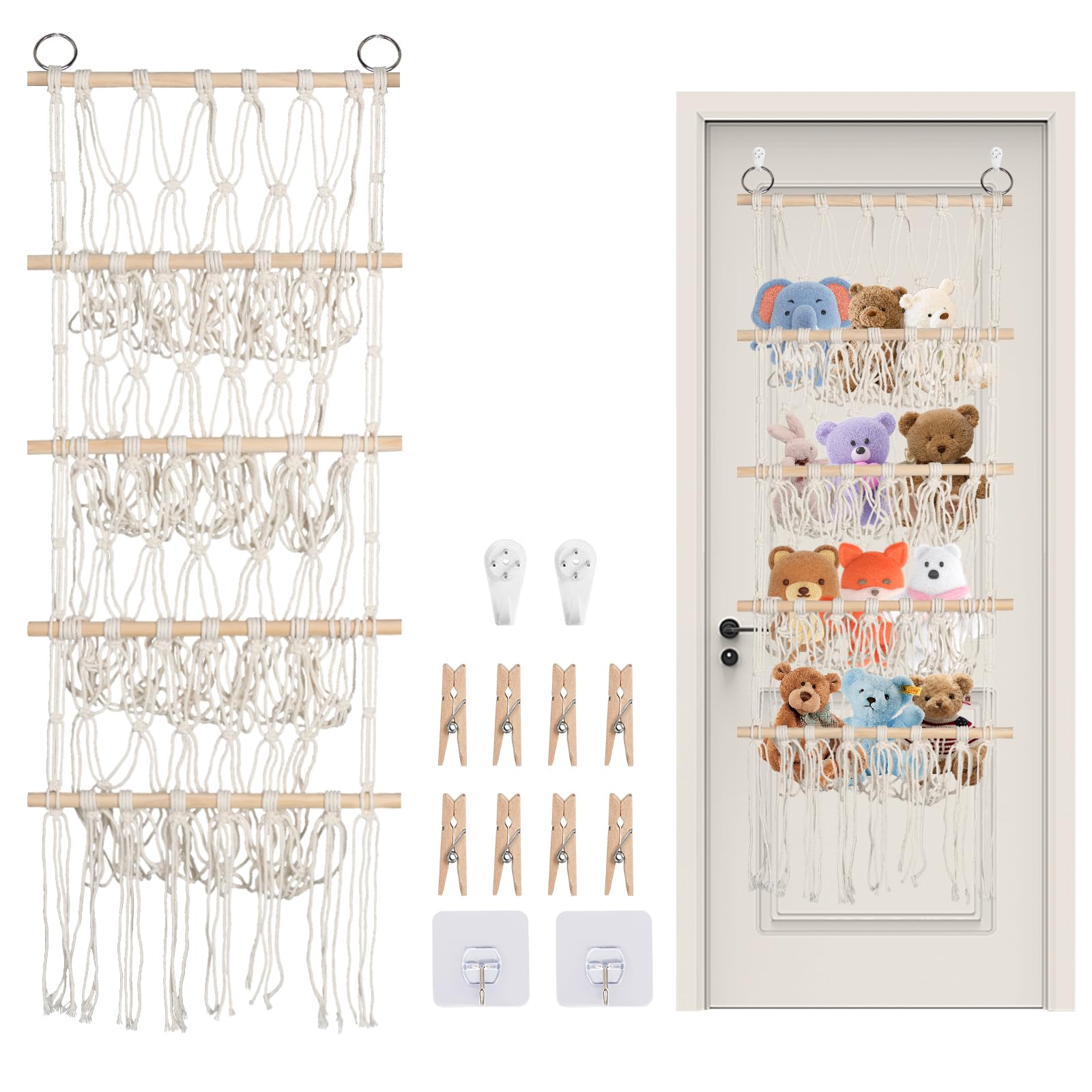 Rangement peluche filet suspendu pour chambre d'enfant rangée