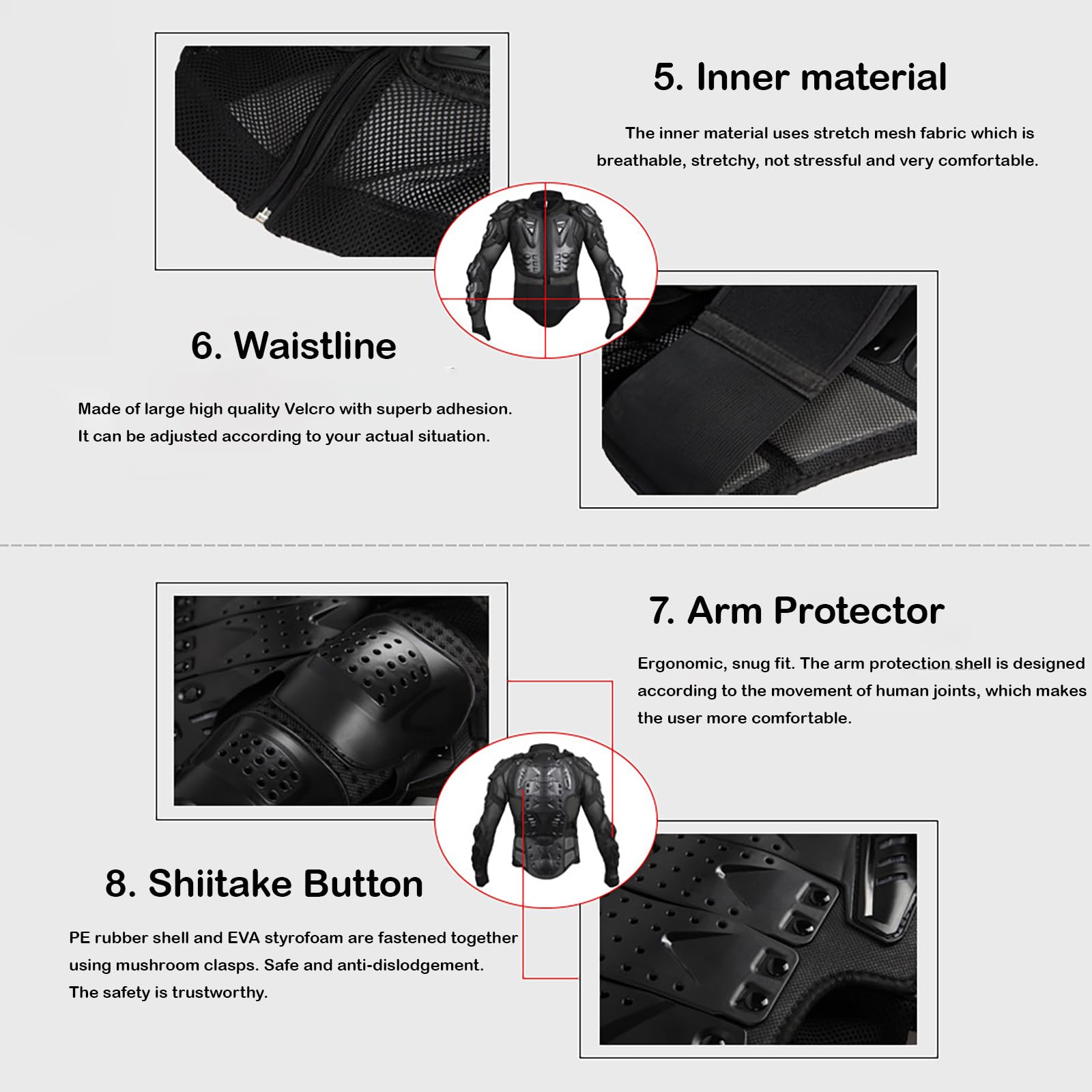 M&Catree Motorradjacke Körperpanzer Oberkörperschutz für Motorcross Motorradrennen Schutzausrüstung