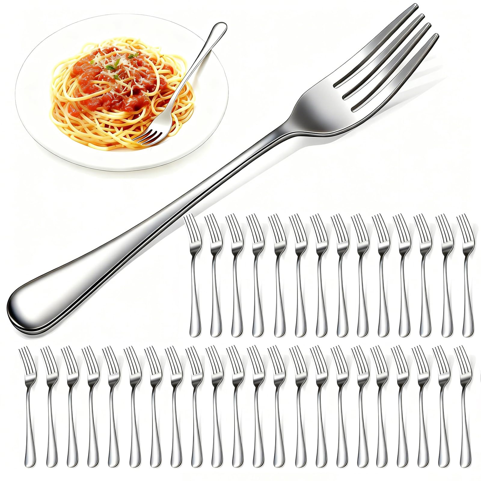 24 Piece Forks Stainless Steel, 8-Inch Dinner Forks, Mirror Polished Metal Flatware, Dishwasher Safe Silverware for Home, Kitchen, Restaurant & Parties — Amazon image 10