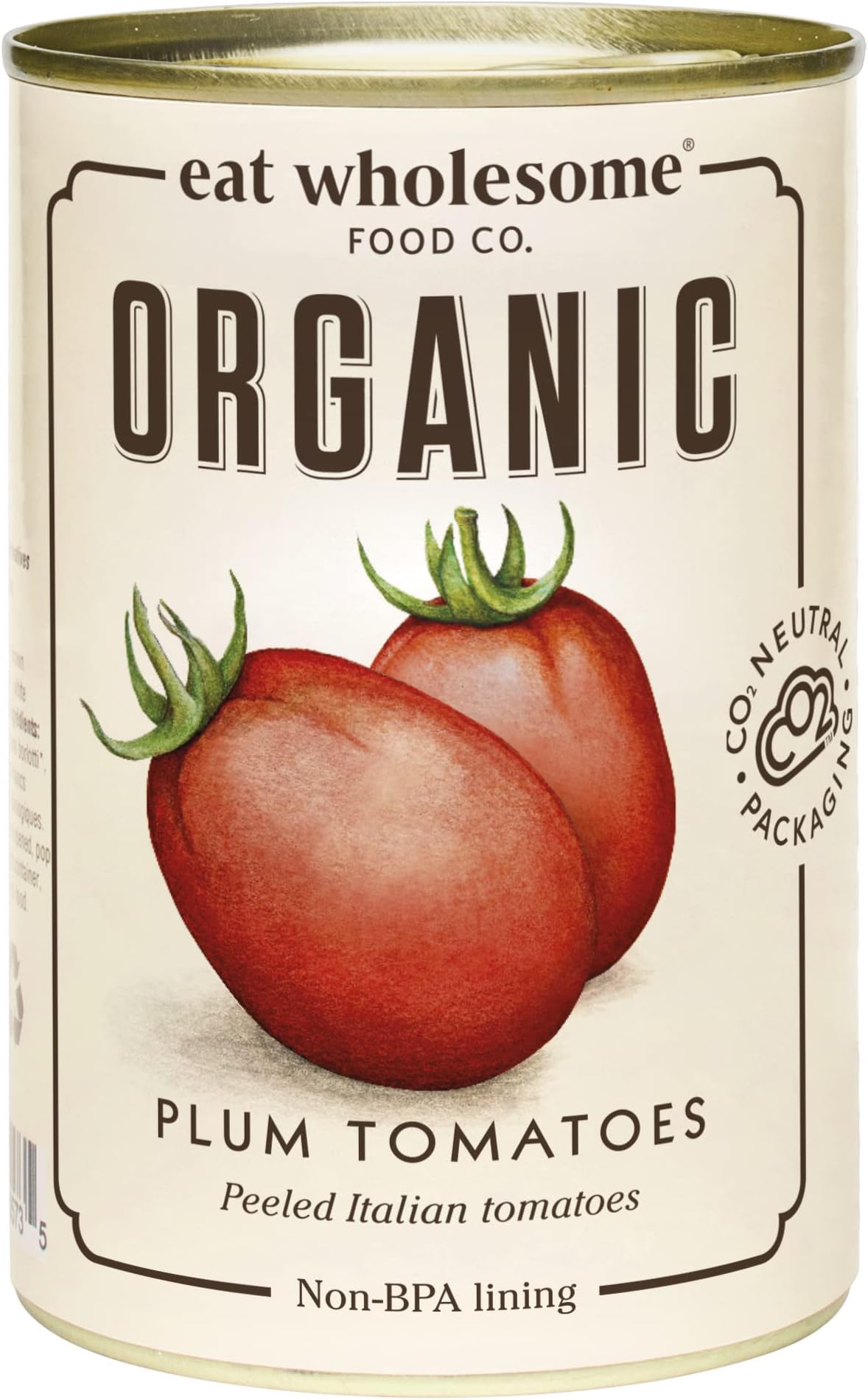 Eat Wholesome Organic Peeled Plum Tomatoes, 400g (Pack of 12) - 100% Natural, Italian Tomatoes, No Added Sugar or Salt, Vegan, Non-BPA Lining