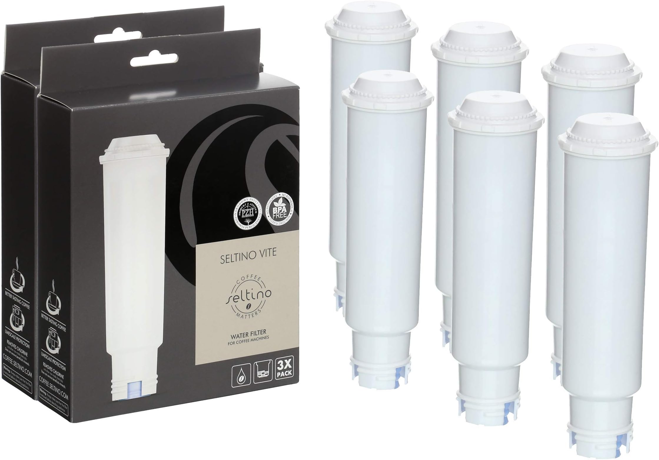 6x Seltino VITE - water filter replacement for KRUPS Coffee Machines. Filter cartridge compatible with Krups CLARIS F088, Bosch, TCZ6003, Siemens, TZ6003, TCZ 2003... (2x triple pack!)