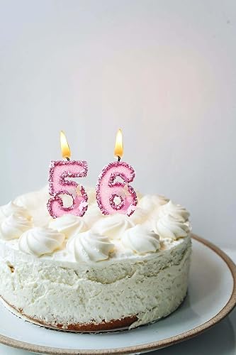 Miniatura 4 de Velas de números con purpurina de mariposa rosa de 2.8 pulgadas, muchos colores, regalos de cumpleaños 14 y 41, velas de cumpleaños, velas de