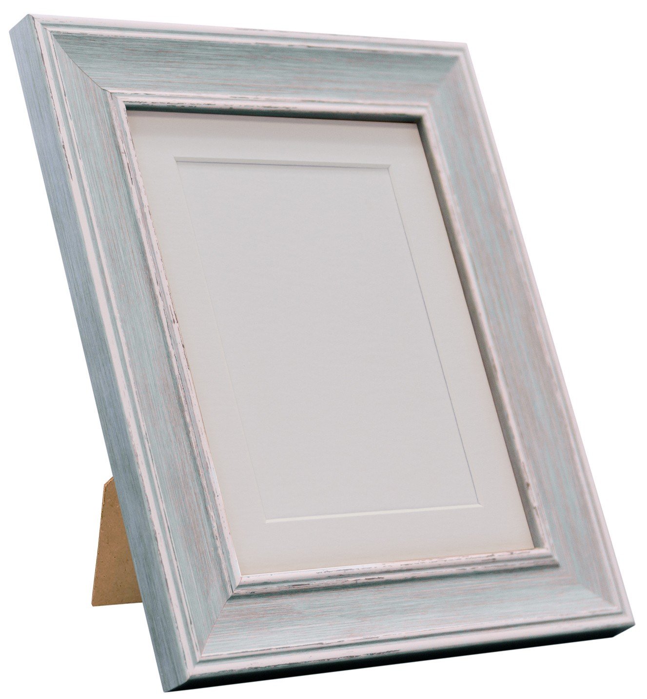 FRAMES BY POST Scandi Distressed Blue Picture Photo Frame with White mount 7 x 5 For Image size 5 x 3.5 Inch — image 1