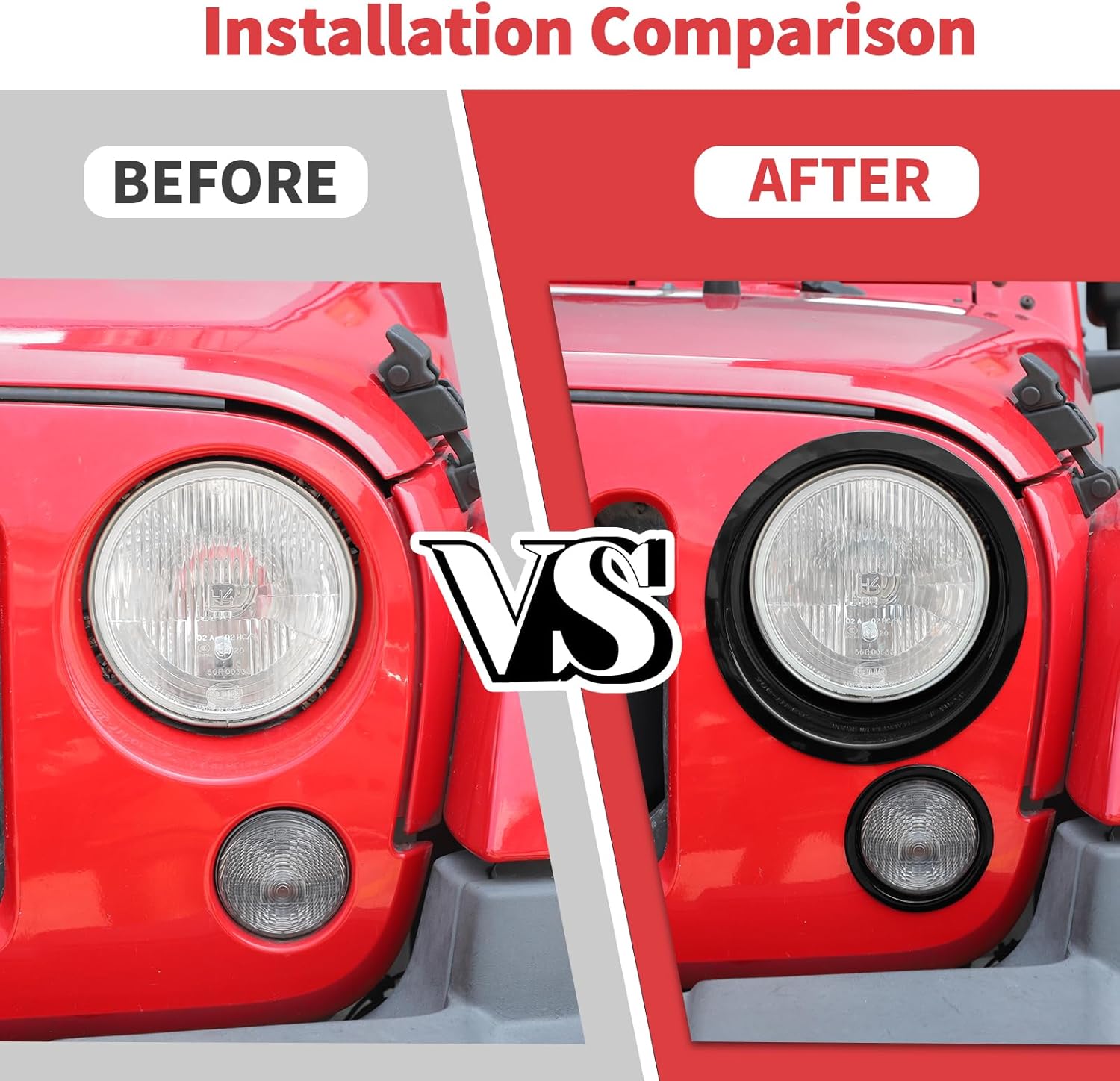 Jimen Fit for Jeep Wrangler JK & Unlimited 2007-2018, 4PCS Headlight Bezels & Turn Signal Light Cover Trim (Black)