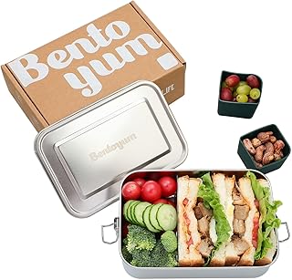 304 Stainless Steel Bento Lunch Box for Men & Women | 47 oz Leak-Proof 3...