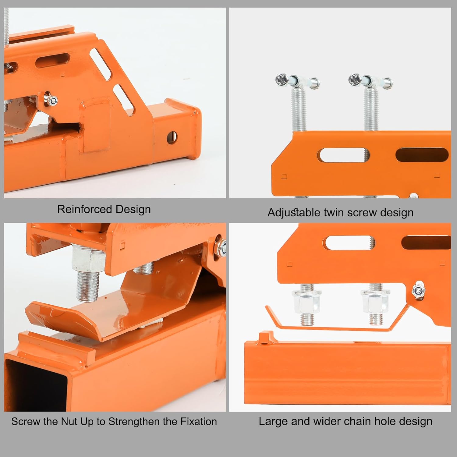 Tractor Bucket Receiver Hitch 2 inch Clamp on Trailer Hitch for Tractor Non-Slip Bucket Hitch Ball for Lawn Kubota Deere Bobcat Orange Attachment