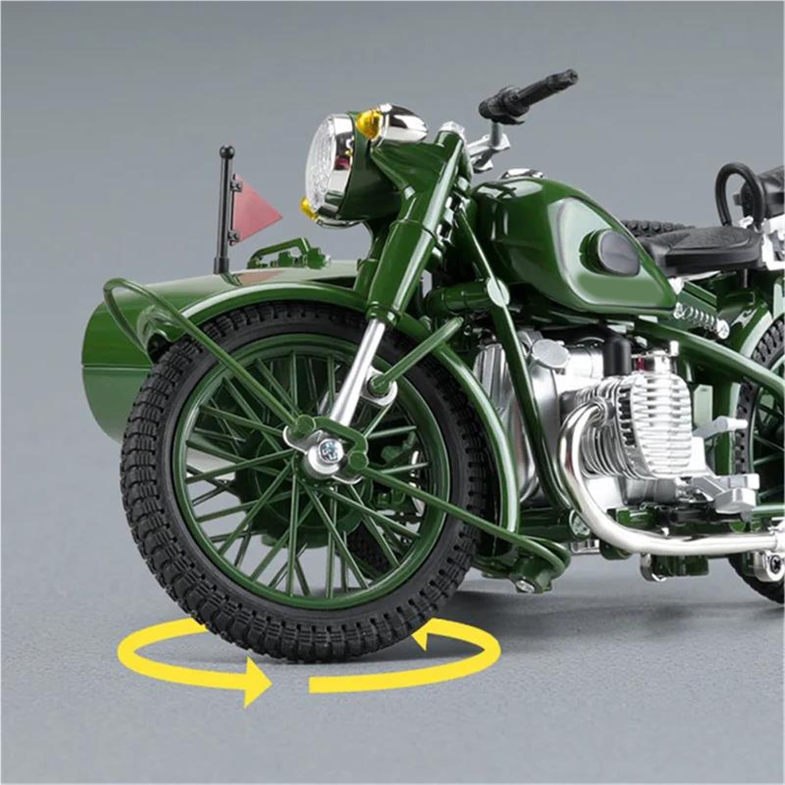 Modelo a Escala de Moto Triciclo Retro De Aleación 1/10 Modelo Motocicleta Diecast Metal con Sonido Y Luz Juguetes Adornos