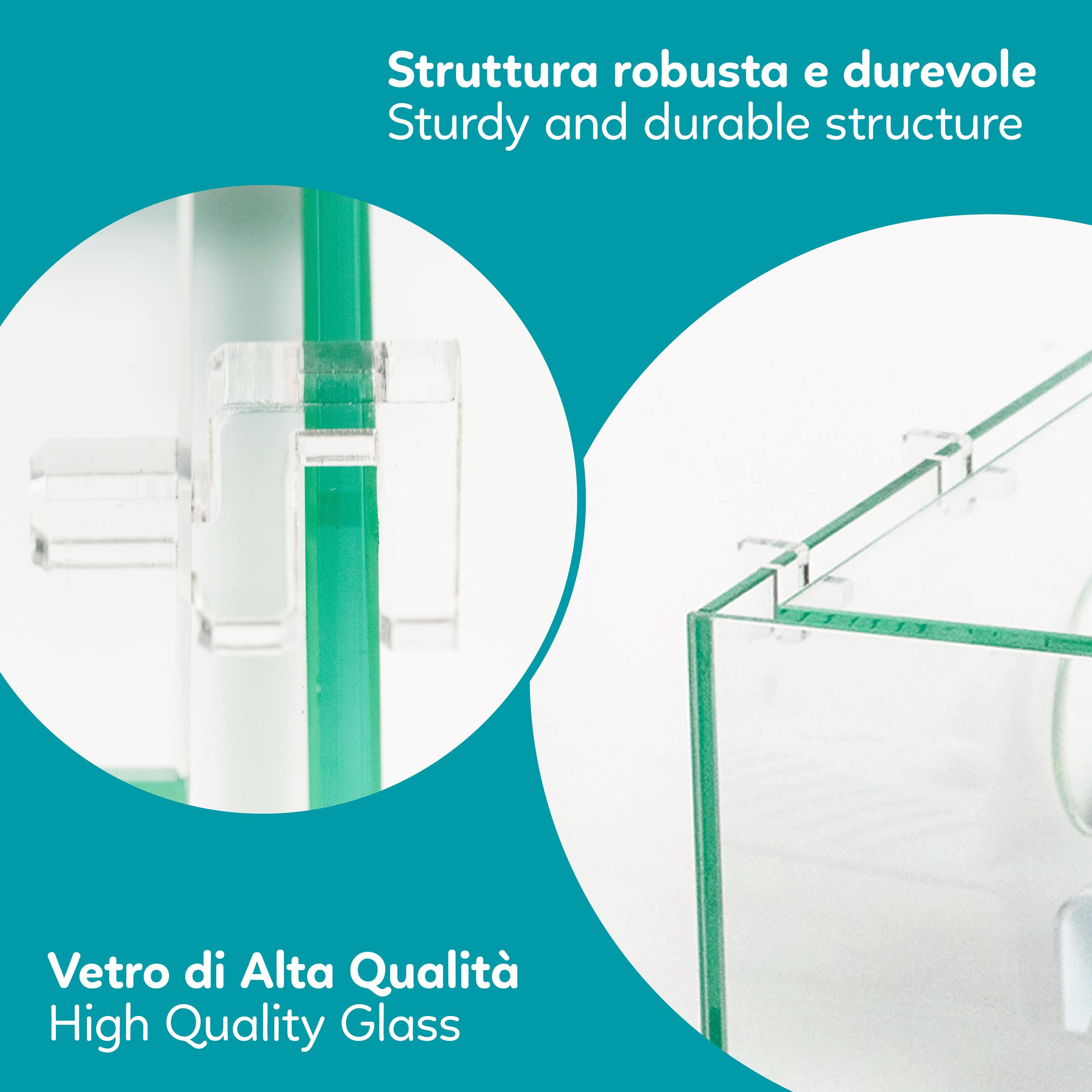 AQPET Tartarughiera in Vetro con Coperchio E Isola per Tartarughe d'Acqua Tortuga, 60 60x30x25 cm 45 Litri