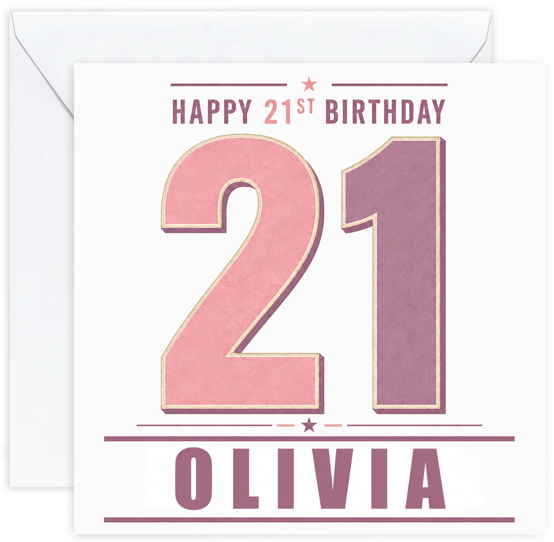 Personalised 21st Birthday Card for Her | Twenty First Birthday Card for 21 Year Old Women | Daughter Sister Niece Granddaughter Friend | Female Birthday Card with Name (Design 08)