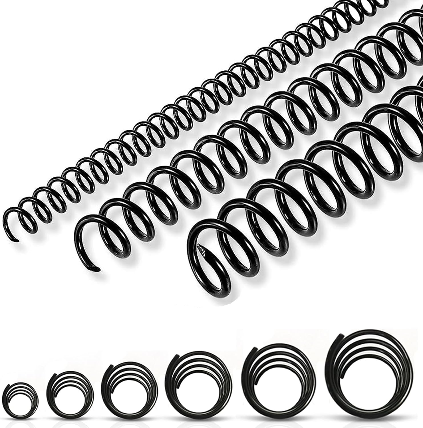 150 Pack Spiral Binding Coils, 41 Pitch Plastic Binding Coils Kit, 6 Different
