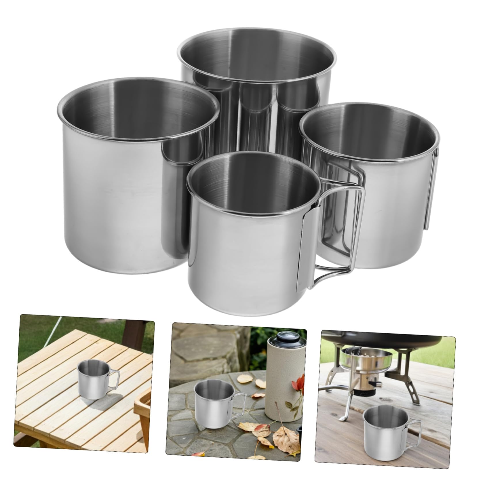 4 Stück Teiliges Faltbares Campingbecher Set Robust Kompakt und Leicht mit Klappbarem Griff für Outdoor Reisen Grillen und Klettern Platzsparend und Einfach zu Reinigen