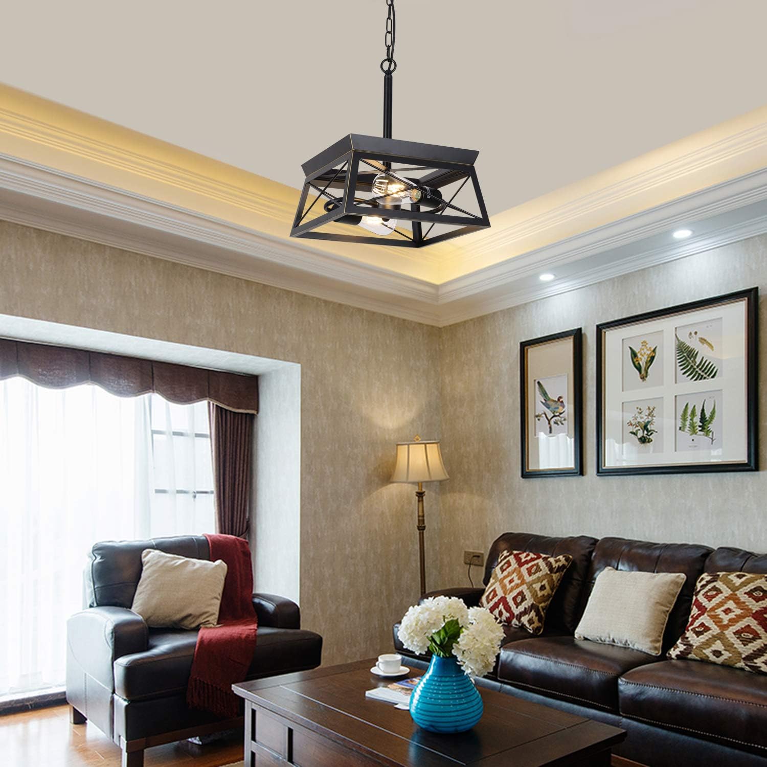 Bіg Sаlе HMVPL Industrial Pendant Lighting Fixtures, Metal Hanging Ceiling Light Modern Chandelier for Kitchen Island Dining Room Bedroom Foyer Hallway Front Door