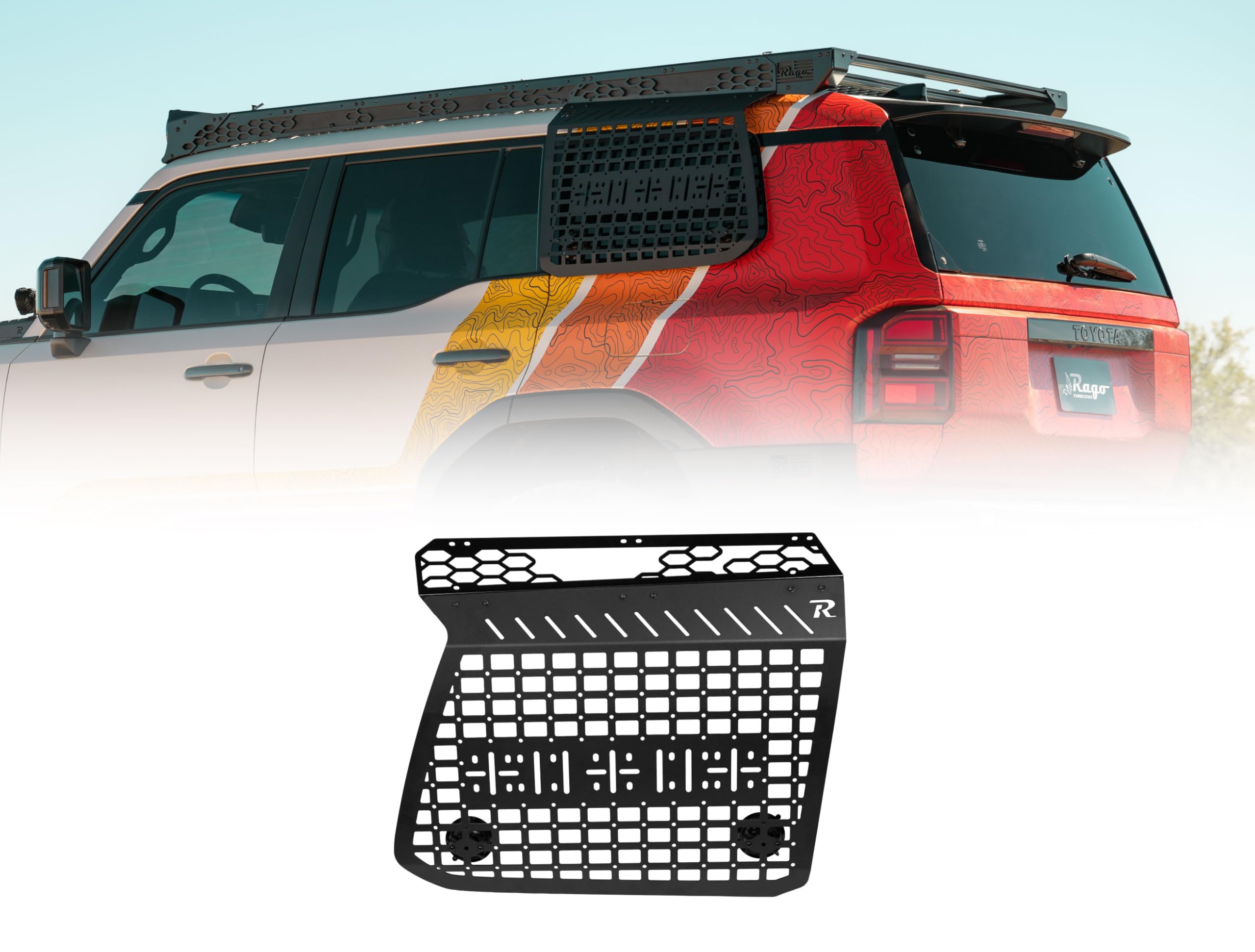Rago Fabrication Exterior Molle Storage Panels for 2024-2025 Toyota Land Cruiser & Lexus GX 550 | Integrated Mounts for Rotopax Accessories | Featured Carriage Bolt Slots | Made in The USA (Pair)