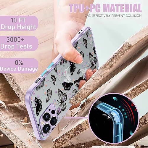 Miniatura 4 de Funda para iPhone 13 Pro Max a la moda, diseño de mariposas negras para mujeres y niñas, estética, a prueba de golpes, cubierta protectora trasera