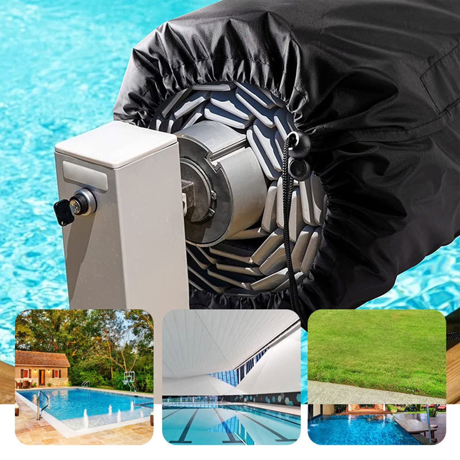 Cubierta Solar Para Carrete De Piscina - Impermeable, Con Revestimiento Plateado, Tela Oxford 420D, Fácil Instalación