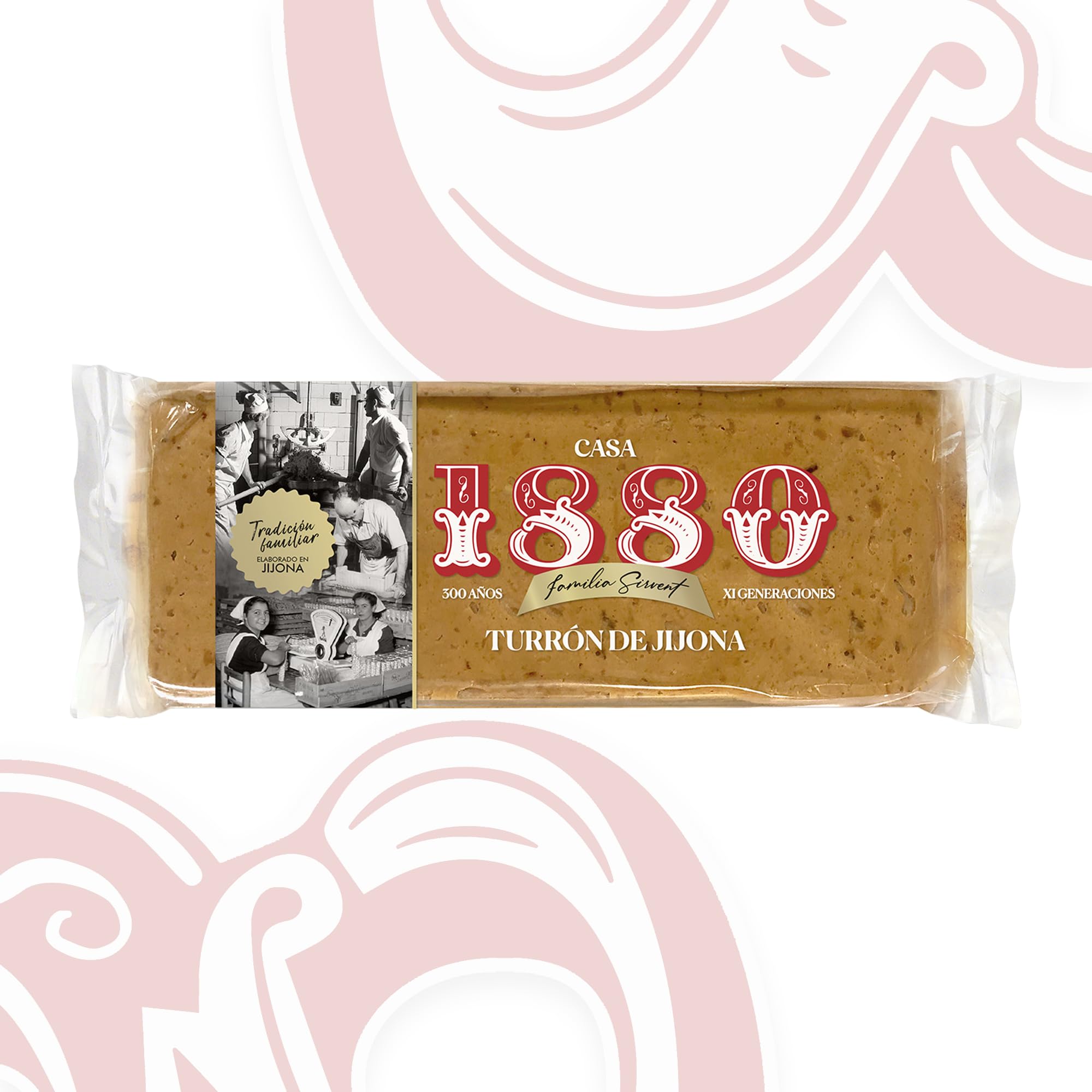 1880 - Turrón de Jijona "Rilsan" 300g, Tableta con Almendras Seleccionadas y Miel, Textura Cremosa, Calidad Suprema, Turrón clásico, Artesanal, Receta Tradicional, Colección, Regalo Navideño