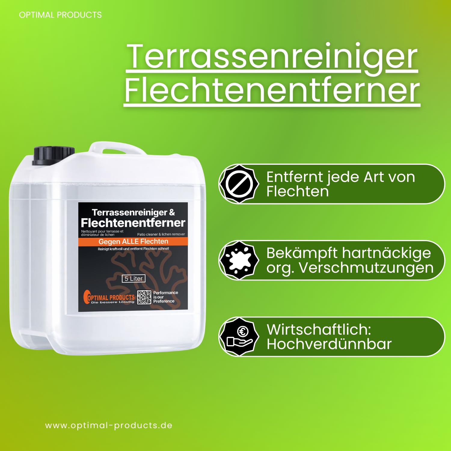 Optimal Products Flechtenentferner Pflastersteine I Effizienter Ölfleckenentferner für Pflastersteine 5L