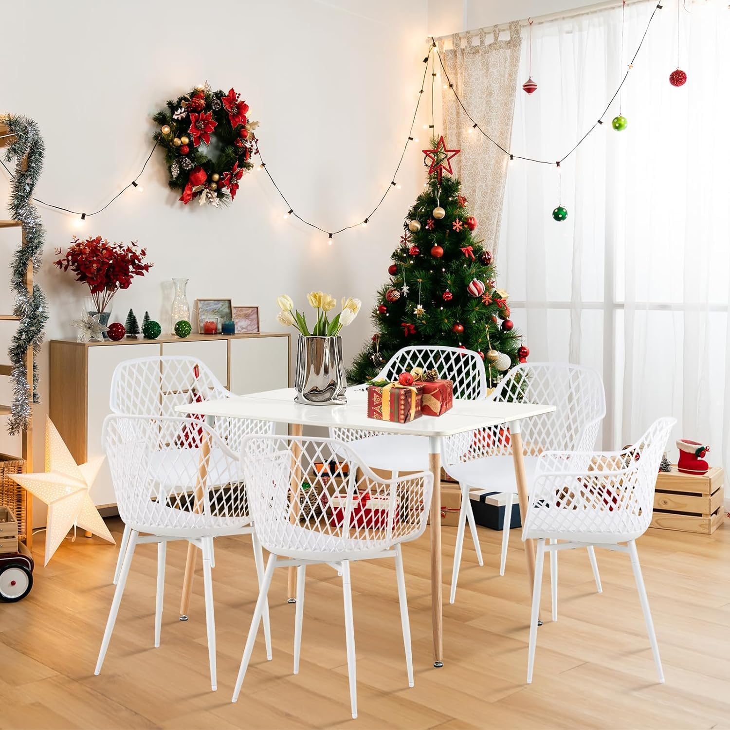 buybyroom Set di 2 sedie da giardino con bracciolo, sedia da giardino per esterni, poltrona lounge, sedie da giardino, 120 kg, colore bianco