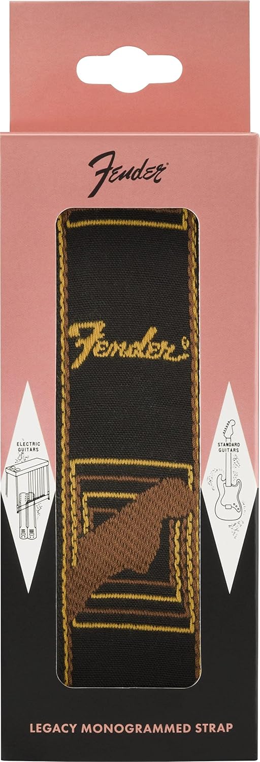 Fender Monogrammed Guitar Strap, Guitar Accessories, 2in, Legacy Vintage