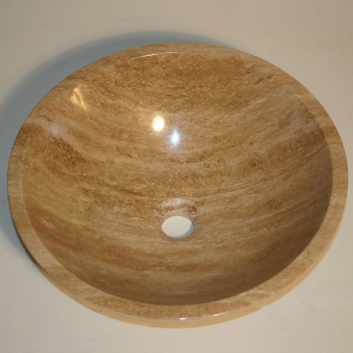 Silkroad Exclusive SRS-0029B-P Natural Travertine Stone Top Sink Vessel Basin Bowl Bathroom Vanity, Cotton