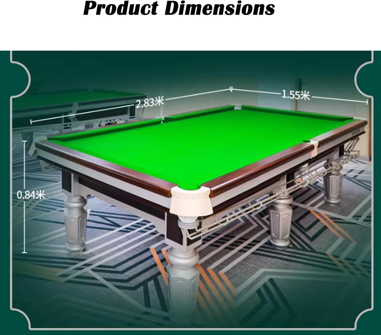 Premium Wood Frame Pool Table, Classic Billiard Game Table with Smooth Felt Surface for Family Entertainment