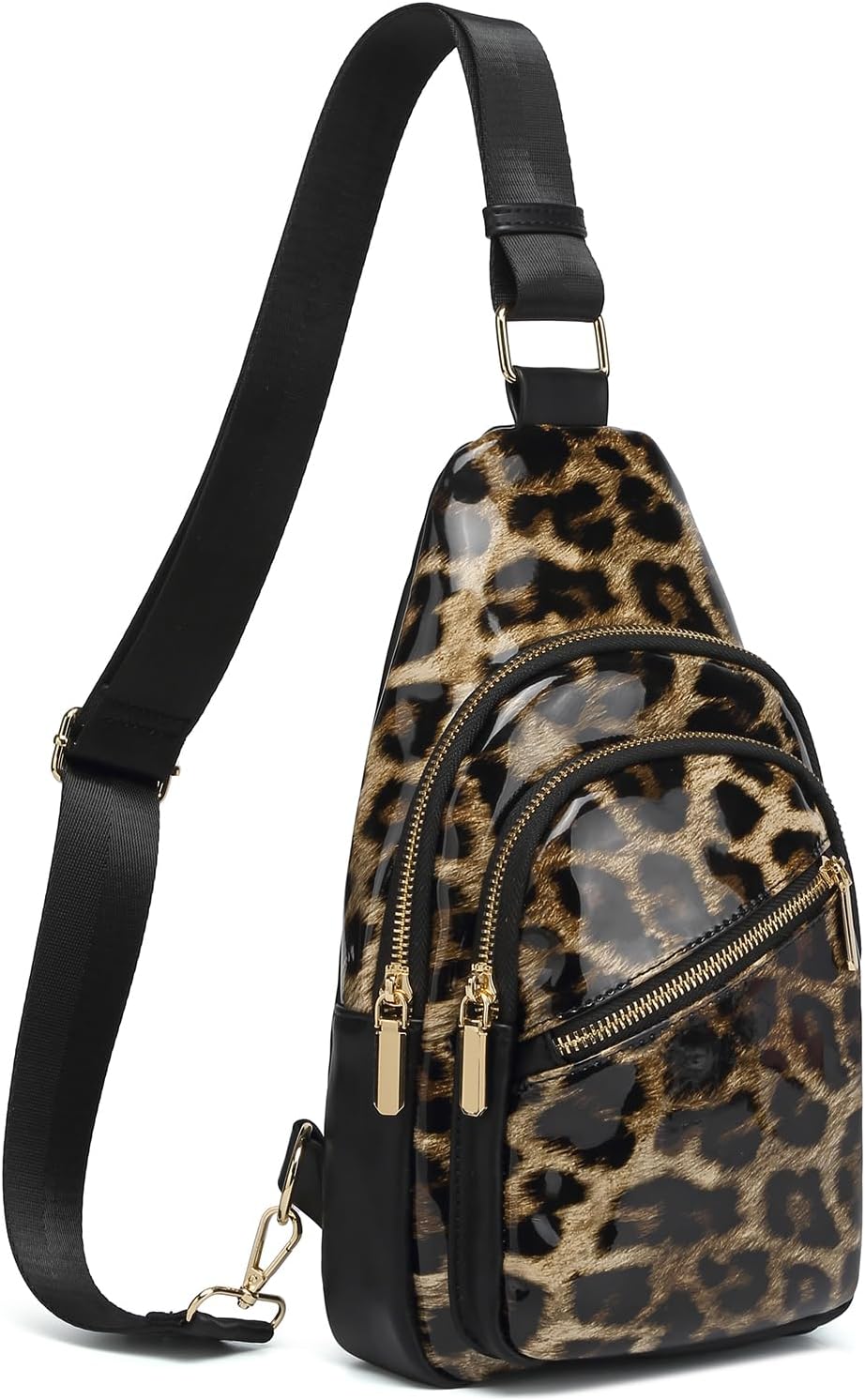Leopard Print Sling Bag for Women RFID Crossbody Bag Leopard Chest Bags with Adjustable Strap