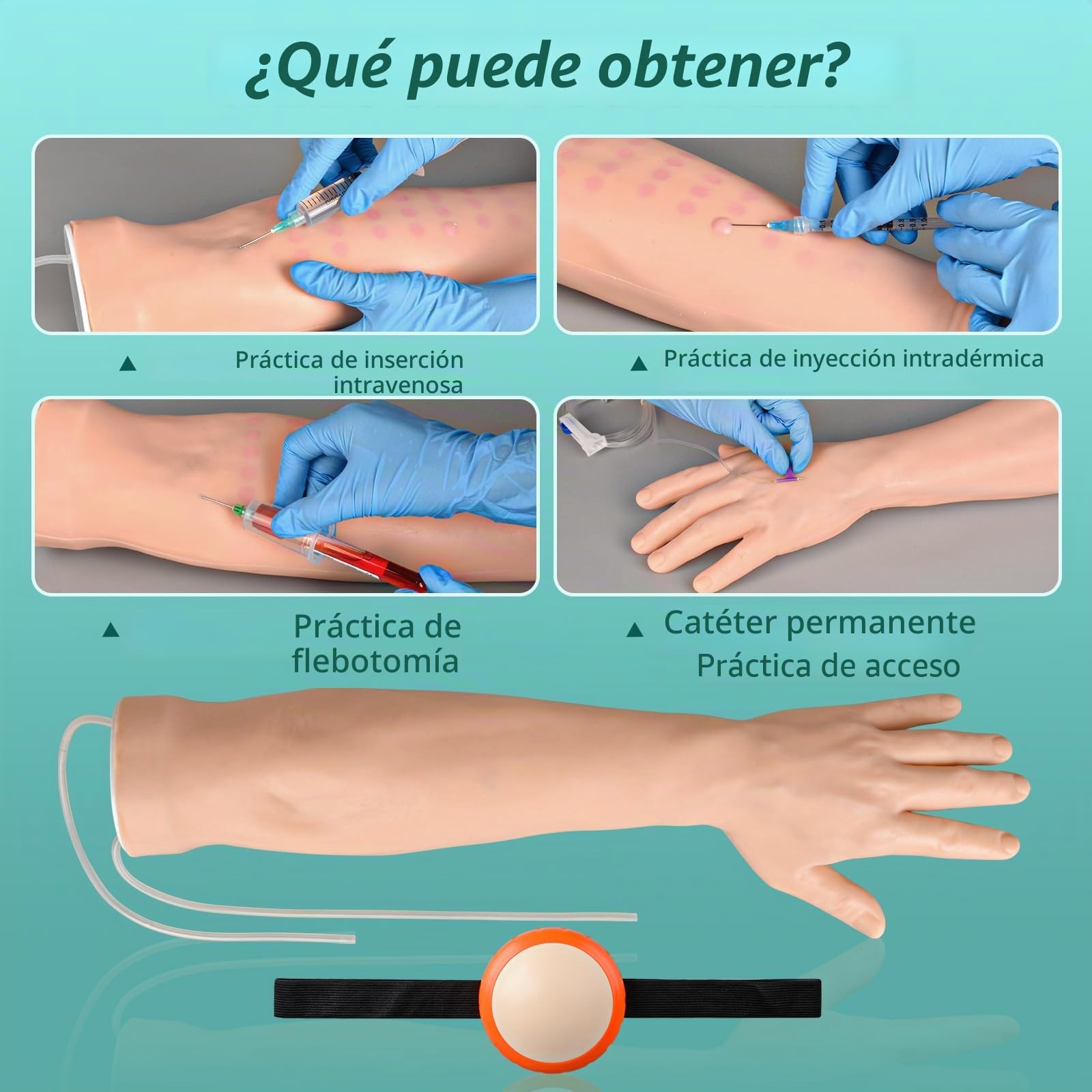 Kit de Brazo de Práctica Intravenosa con 30 Puntos de Inyección para Estudiantes de Enfermería, Kit de Práctica de Flebotomía sin Látex con Rstuche Portátil (Solo para uso Educativo)