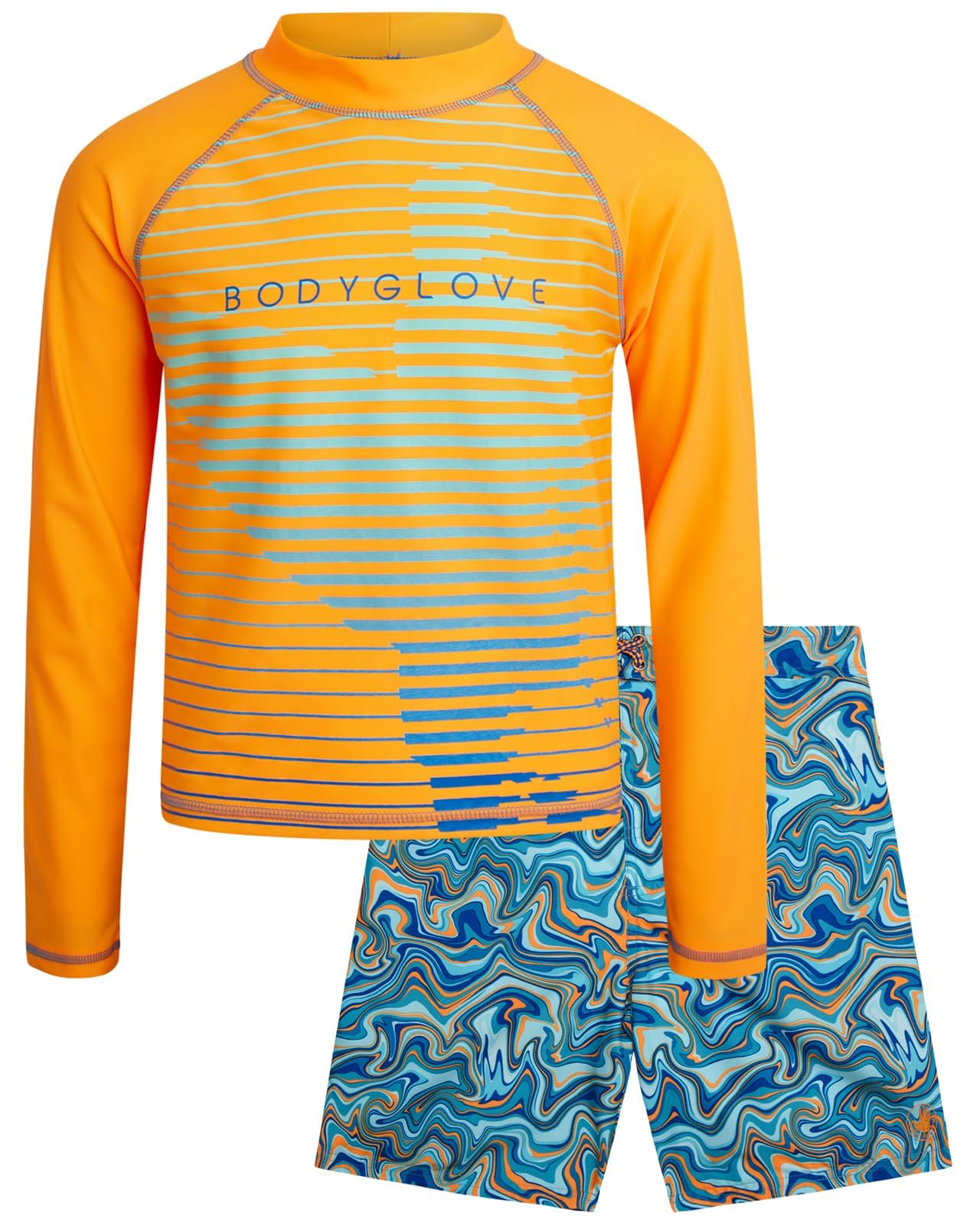 Body Glove Boys 2 Piece Swim Set Rash Guard &amp; Swim Trunks (Sizes 4-12)