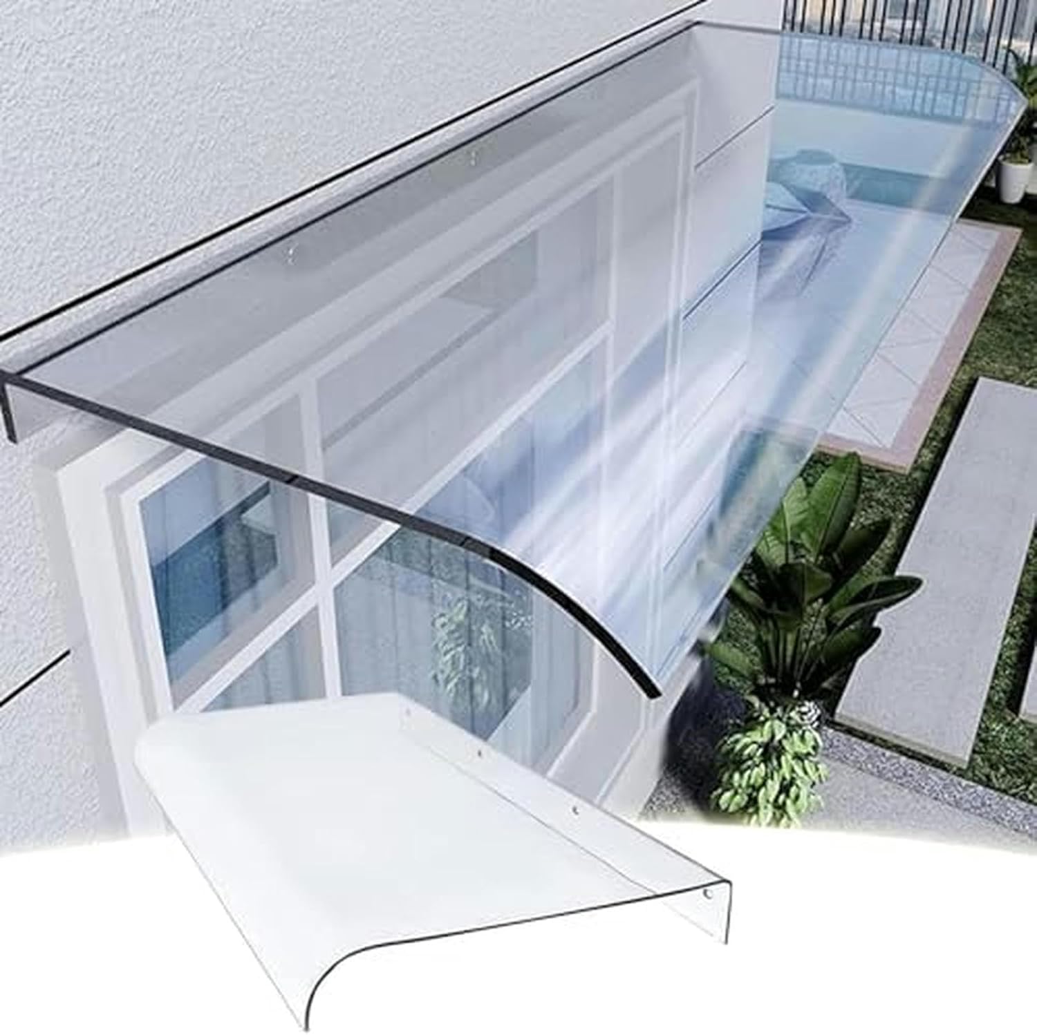 Invisible Door Window Awning,Transparent Polycarbonate Cover,UV Rain Snow Sunlight Protection Front Door Canopy Awning,Entry Awning Porch Awning Patio Sun Shetter