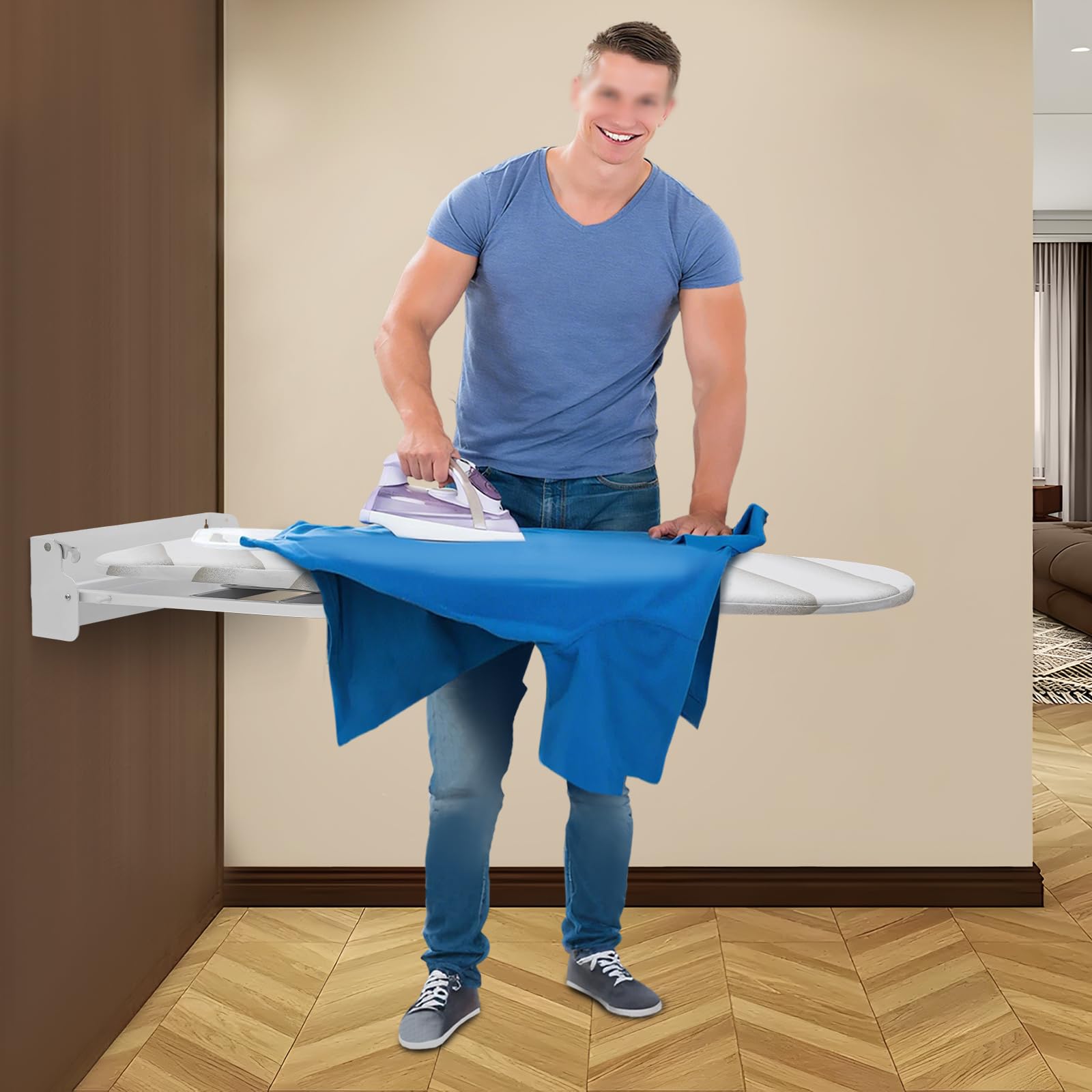 Klappbares Bügelbrett Klein Wandmontage Bügelbrett Schrank, 180° Drehbar Ironing Board Kohlenstoffstahl Platzsparende Bügeltisch Für Dampfbügelstation, 93 * 31,5 * 14 cm