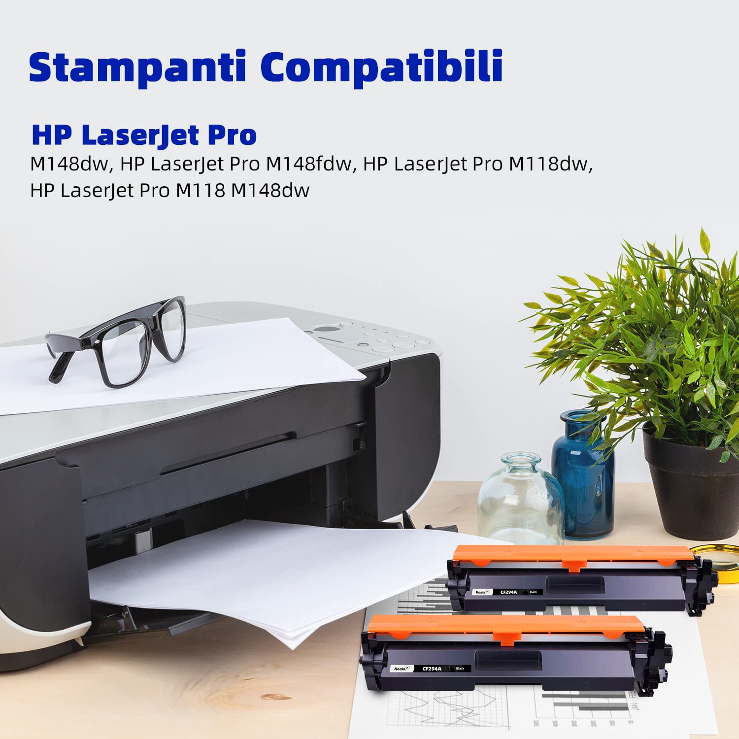 Koala Compatibili Cartuccia Toner Sostituzione per HP 94A 94X CF294A CF294X (CON CHIP) per HP LaserJet Pro M148dw M148fdw M118dw M118 M148dw Stampante (Nero, Pacco din 2)
