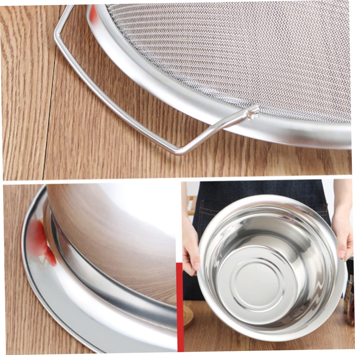 Ciieeo Colador Inoxidable Con Mango Filtro De Para Escurrir Verduras y Sifting De Arroz Diámetro Utensilio Multifuncional Para