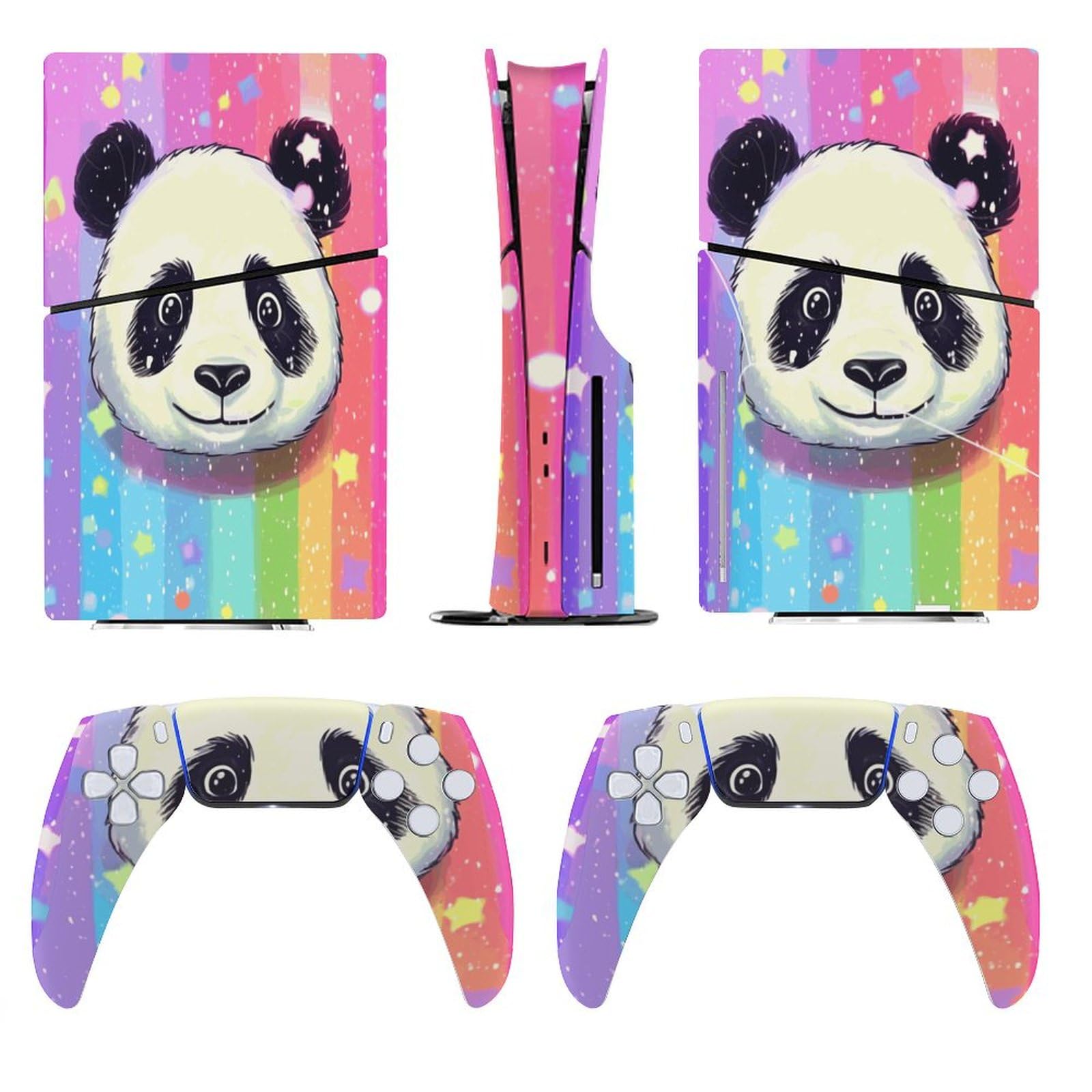 Sticker Skin for Model 5 Slim Disc Cute Panda Rainbow Stripe Skin Accessories Cover Skins Anime Vinyl Cover