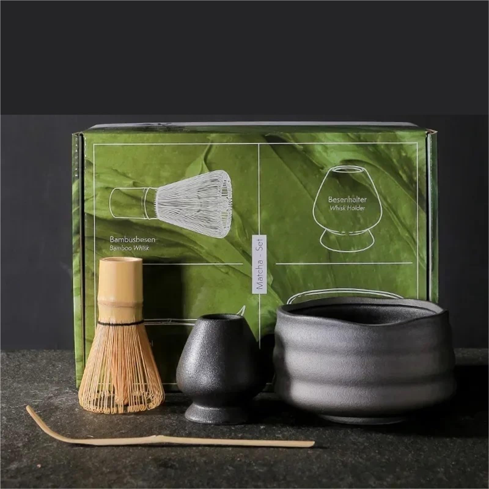 Juego de 4 piezas cerámica gruesa for matcha, batidor seguro, cucharilla, juego té, tienda bebidas for interiores, herramientas for hacer, accesorios Kit Te Matcha(White)