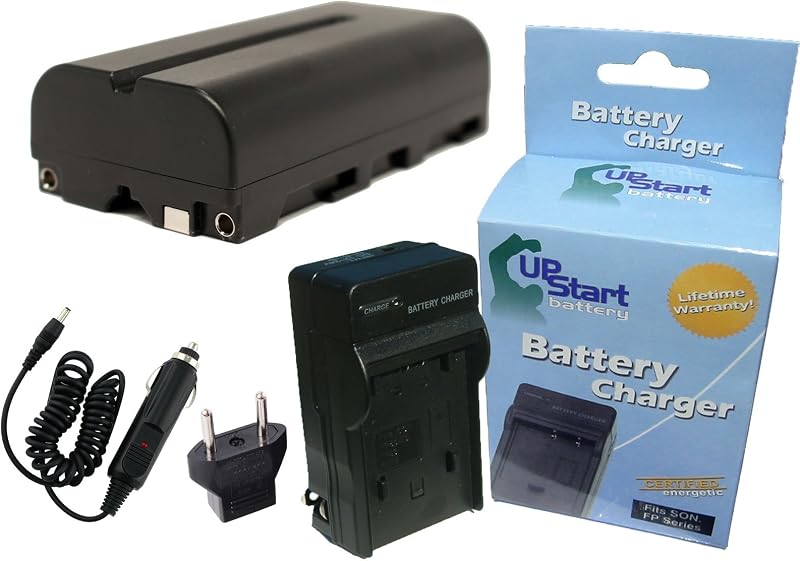 for Sony MVC-FD200 Battery and Charger with Car Plug and EU Adapter | Compatible with Sony NP-F550 Digital Camera Batteries and Chargers (2200mAh 7.2V Lithium-Ion)