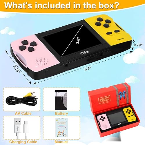 Miniatura 2 de JJFUN Consola de juegos portátil retro portátil para niños, 138 juegos Claasic y pantalla IPS de 3.2 pulgadas, juguete portátil recargable para el