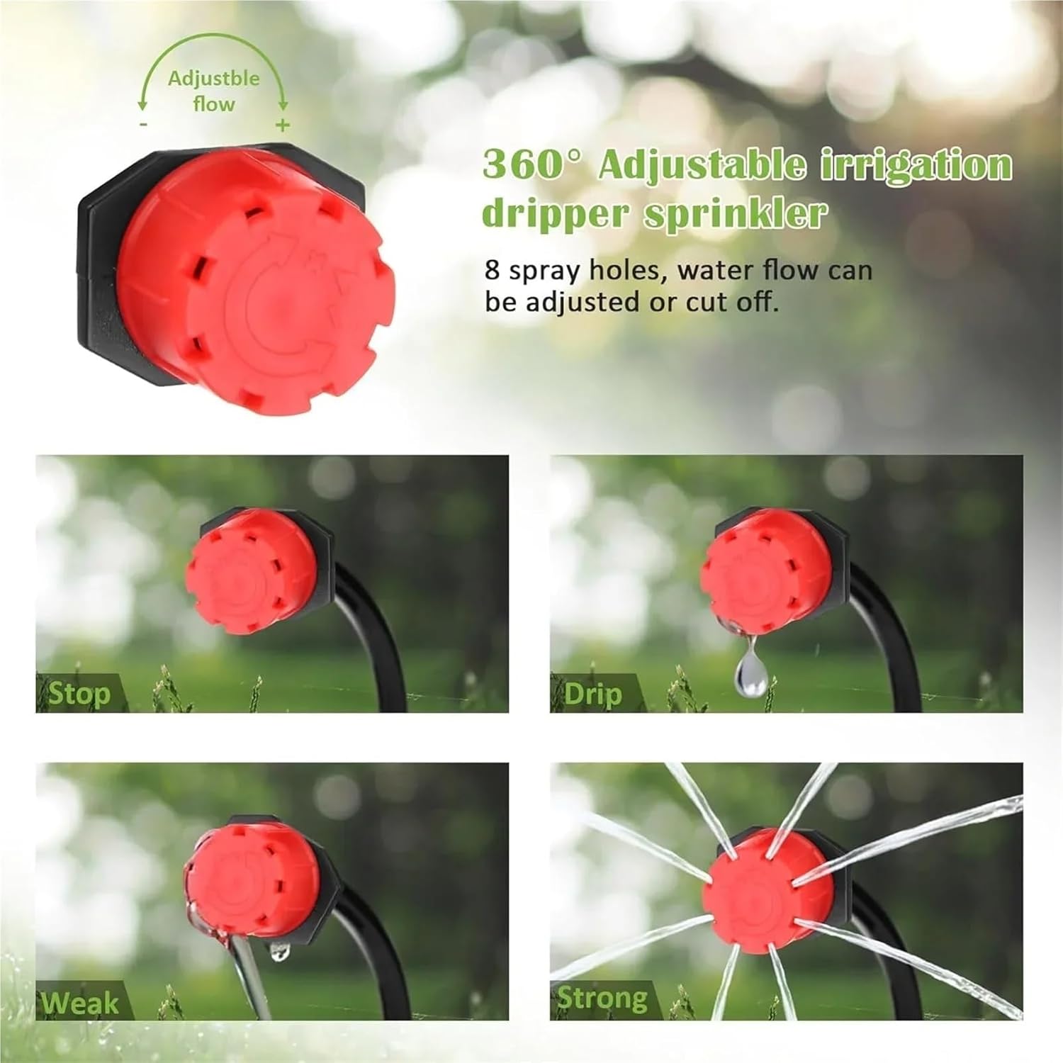 Drip Irrigation Emitters 400PCS Drip Irrigation System Plant Watering Set Kits Adjustable Drippers for Delivering Slow-Watering to Plant Roots(Green-400pcs)