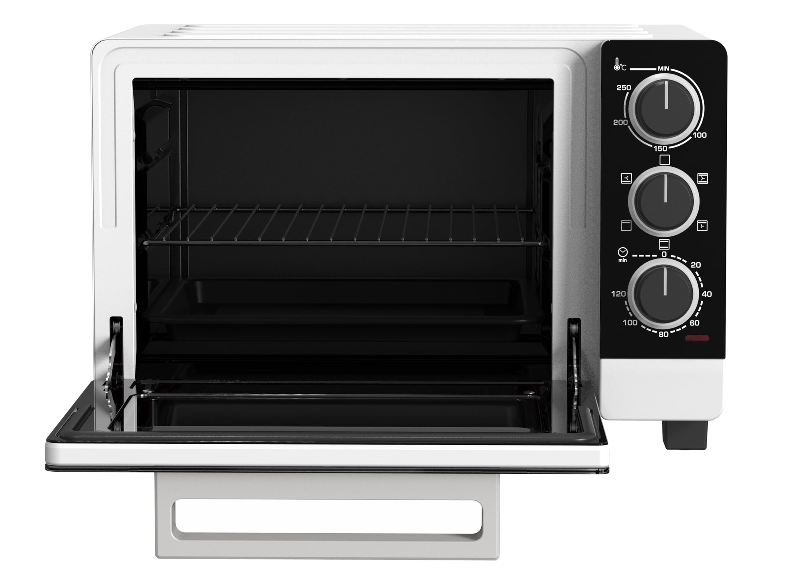 Mini Four Electrique BRANDT FC265MWST - Four Compact 26L - Multifonctions - Thermostat réglable jusqu'a 250°C - 1500W - Noir et blanc