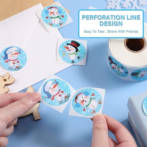 Miniatura 6 de 600 calcomanías lindas de invierno en rollo de 1.5 pulgadas, etiquetas de tarjetas de sello de dibujos animados, calcomanías de recompensa para