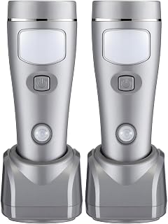 Enhon 2 Pack Rechargeable 4-in-1 LED Emergency Lights, Plug-in Flashlights with Motion Sensor Night Light, Auto-On Power Failure Light for Home, Hurricane, and Outage Supplies