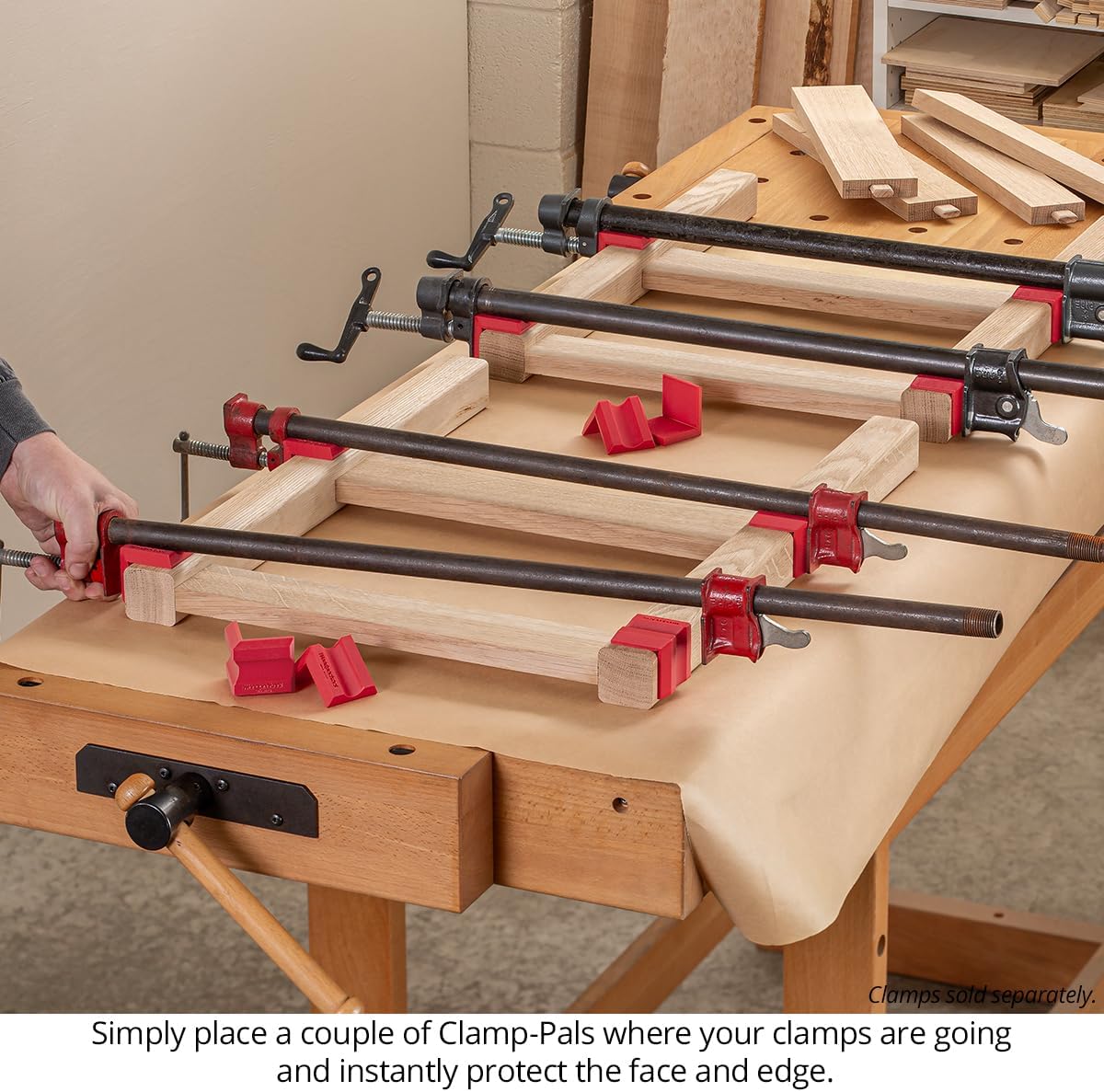 Woodpeckers Clamp Pals, 12 Pack, Woodworking Clamp Pads, Prevent Stains & Dents, Universal Fit for Bar Clamps & Pipe Clamps