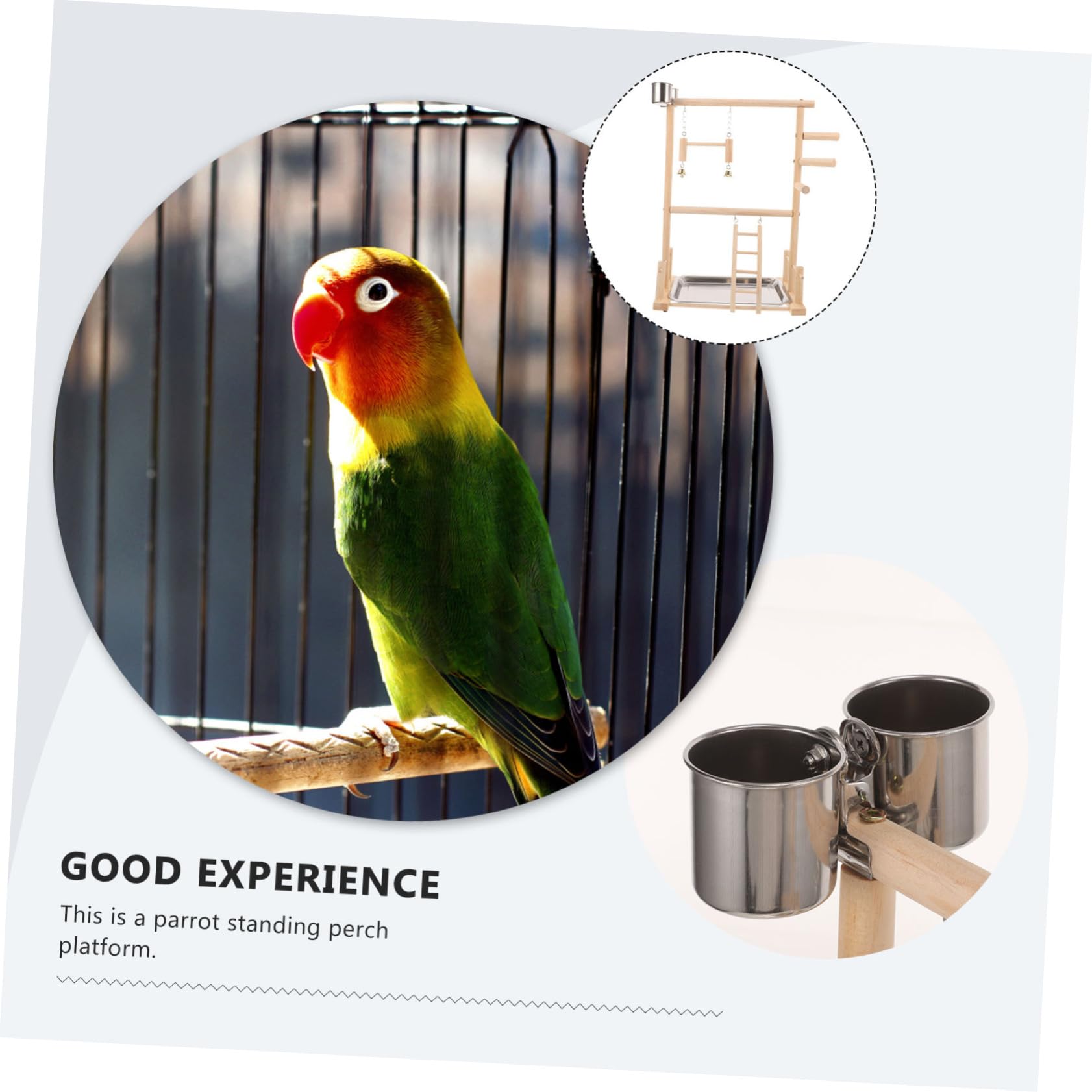 YARNOW 1juego Perchas para Aves Escalera Columpio y Comederos De Interactivo para Periquitos y