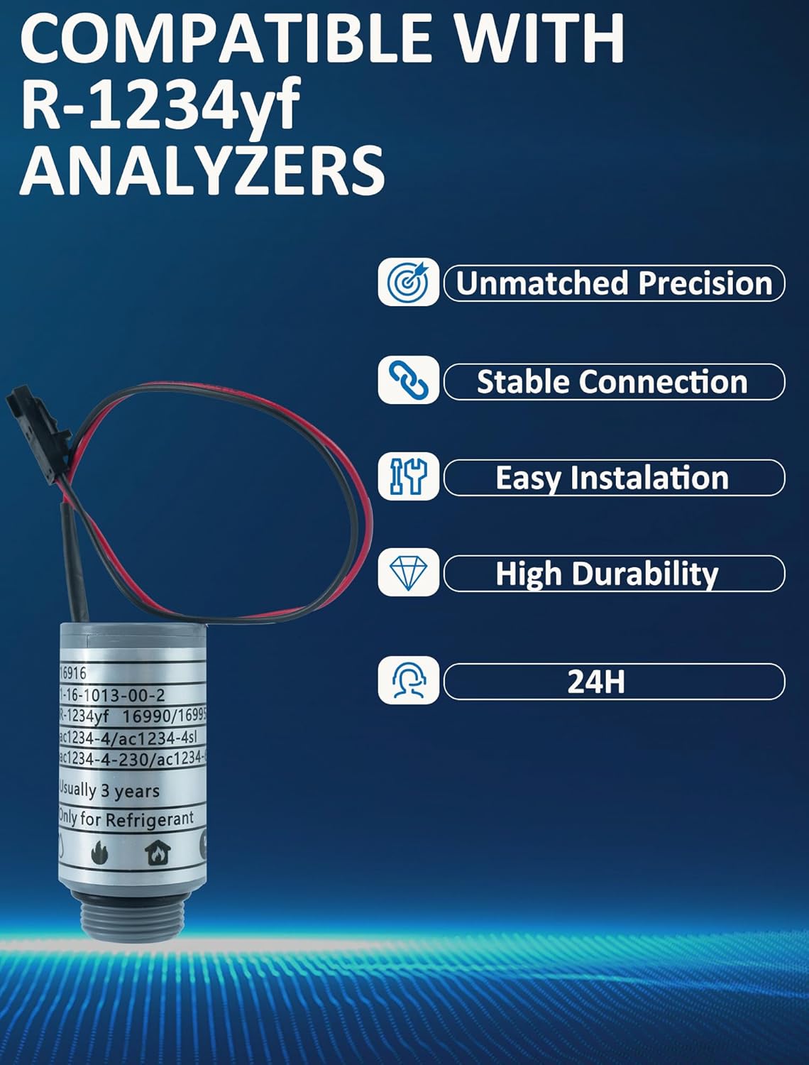 16916 Oxygen Sensor Replacement for robinair R-1234yf Machines & 16990/16995 Refrigerant Identifiers – Compatible with AC1234-4, AC1234-4SL, AC1234-4-230, AC1234-6, AC1234-9(Includes 16106 and 16913)
