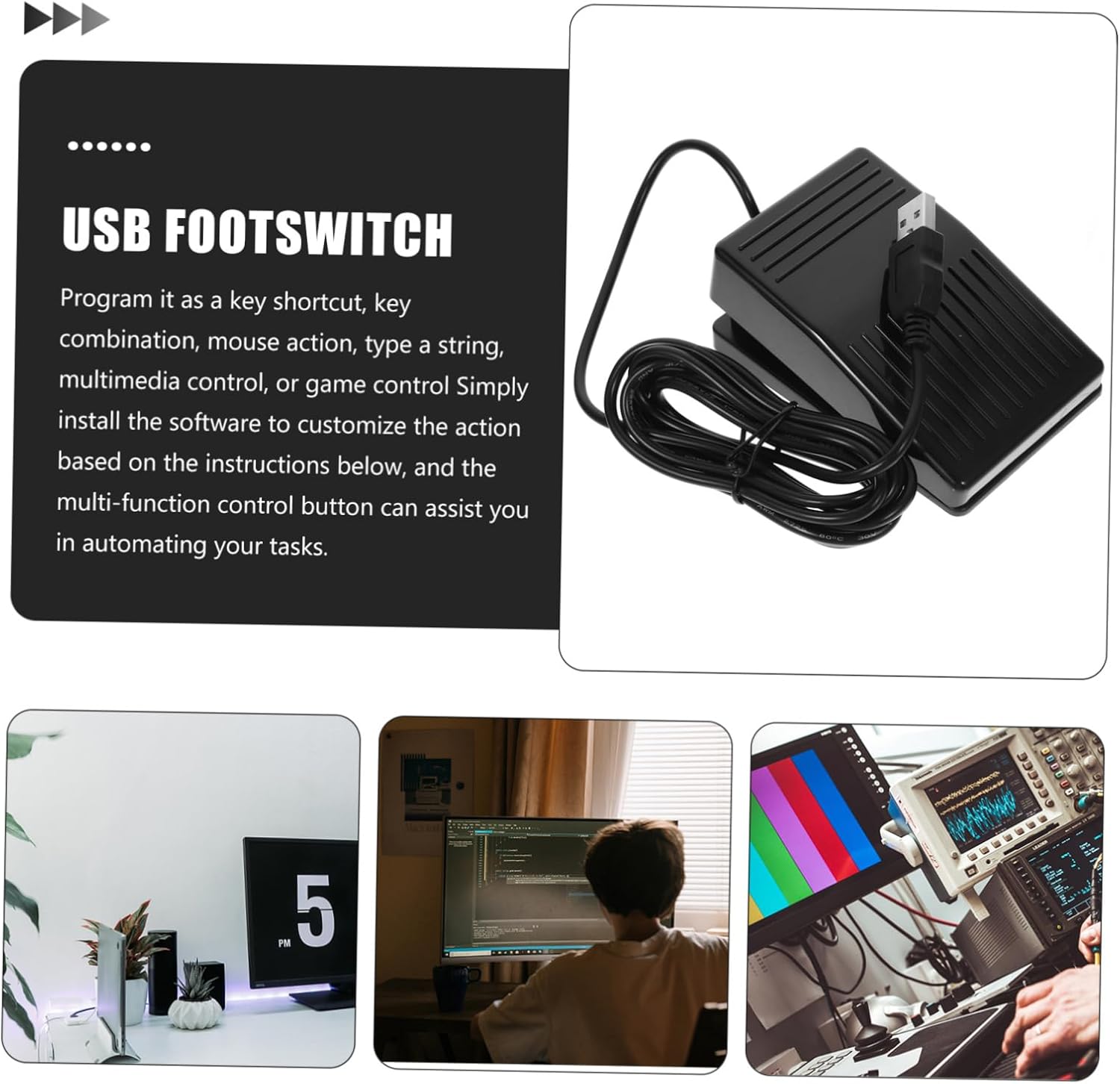 BESTonZON Foot Pedal Footswitch Usb for Laptop Keyboard Control Tap Sustain Mag Switches Industrial Use Game Hospital Factory Test Instrument