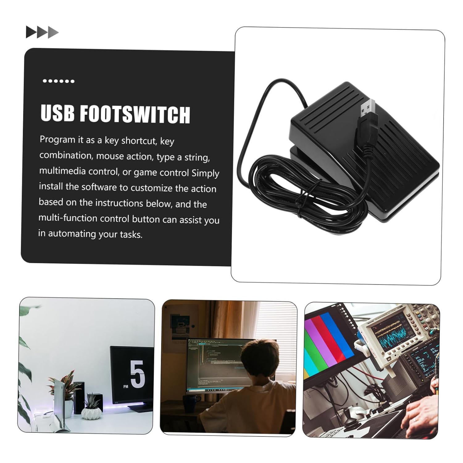 USB Foot Pedal for Keyboard and Mouse Control Footswitch for Gaming and Industrial Use and Minimal Resistance