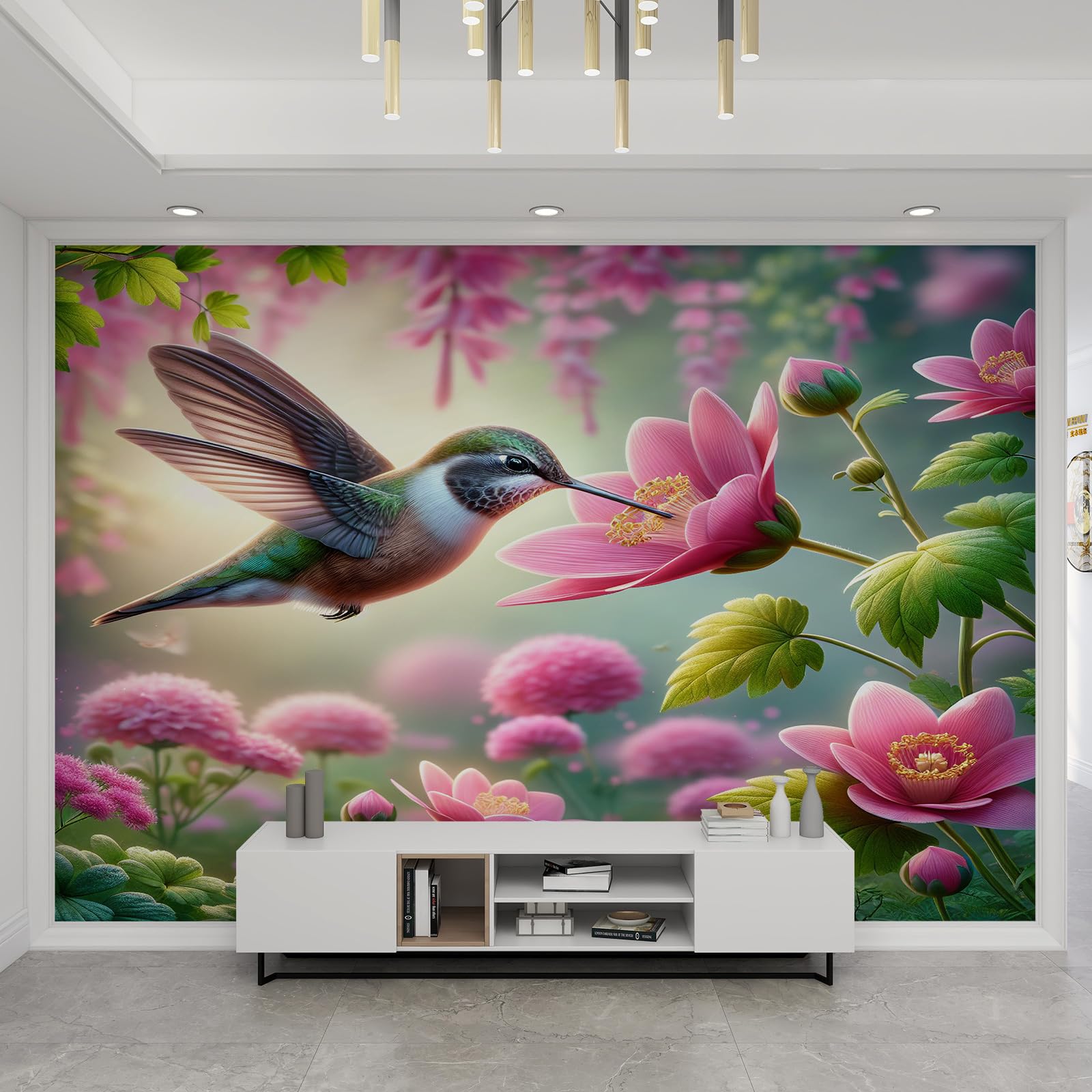 Papier peint floral rose romantique grand format 430x300