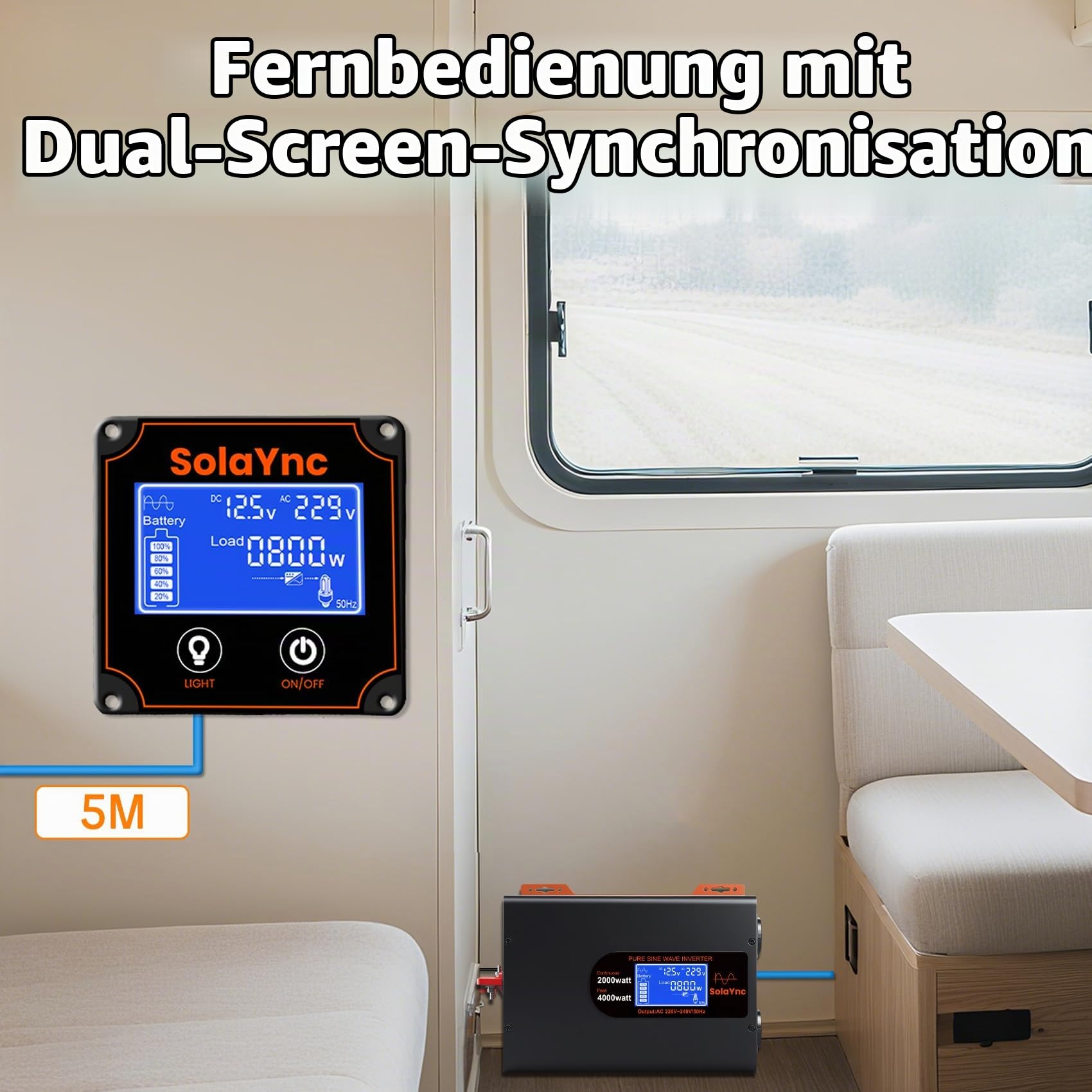 Wechselrichter 2000W Reiner Sinus 12V auf 230V KFZ Spannungswandler